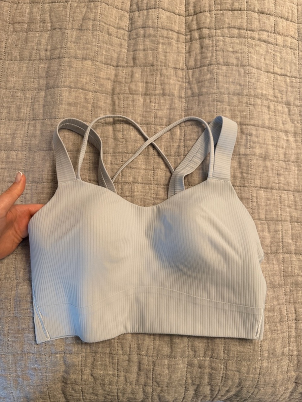 lululemon athletica Light Gray Ribbed Crossback Sports Bra